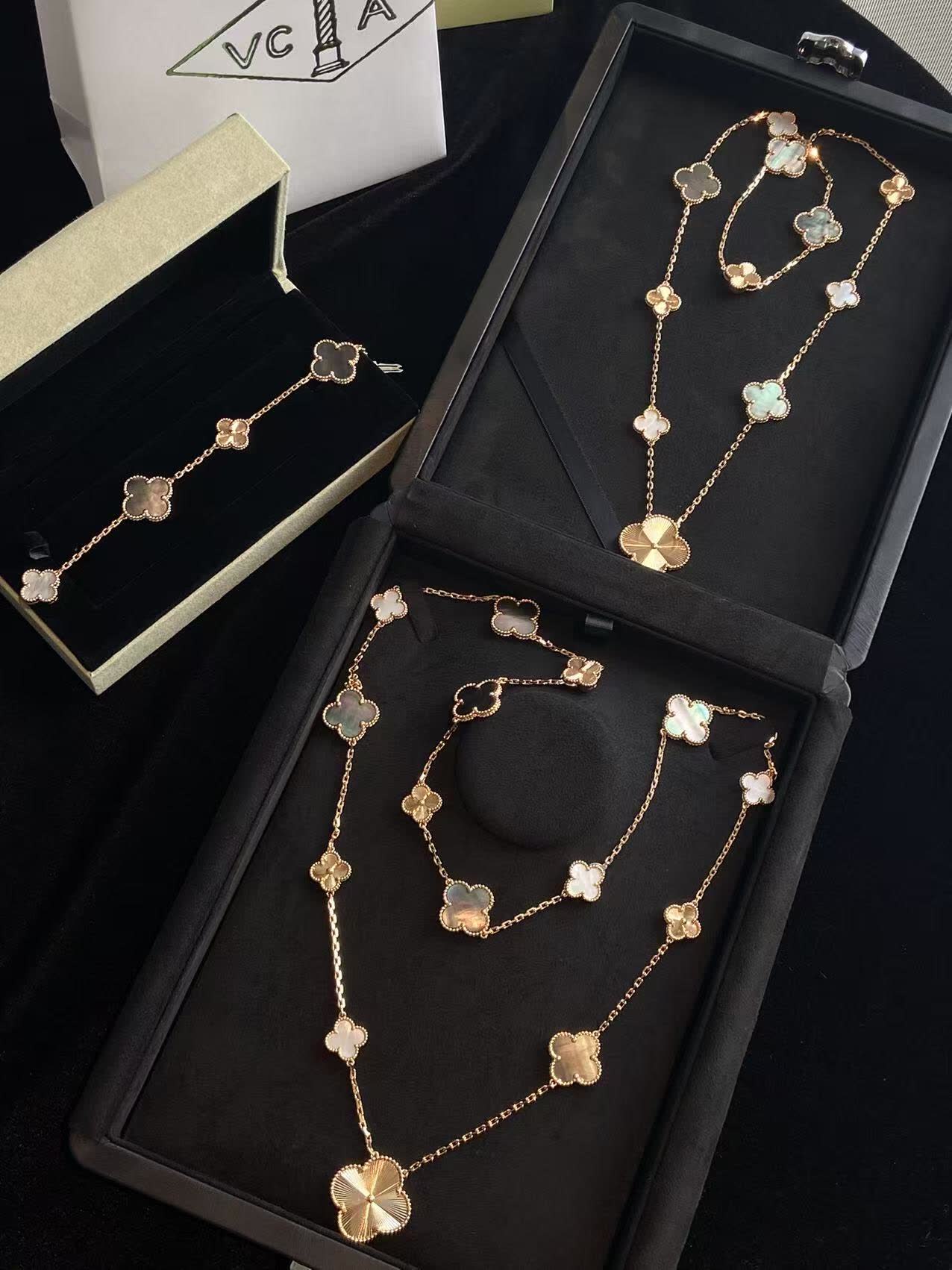 Van Cleef & Arpels Alhambra Gold and Opal Necklace Van Cleef & Arpels Alhambra Gold and Opal Necklace